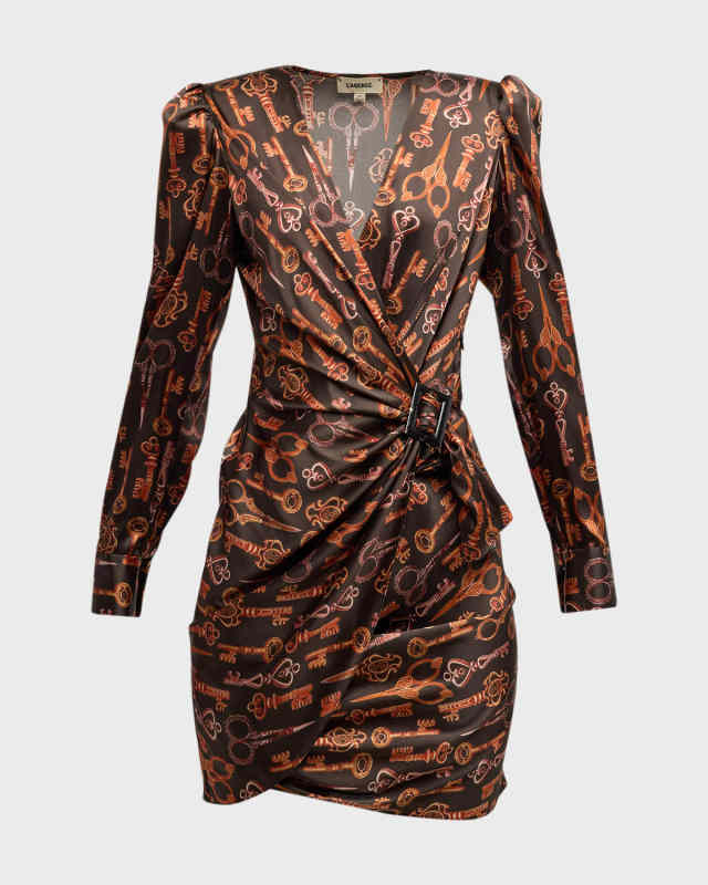 Clarice Scissor-Print Wrap Dress